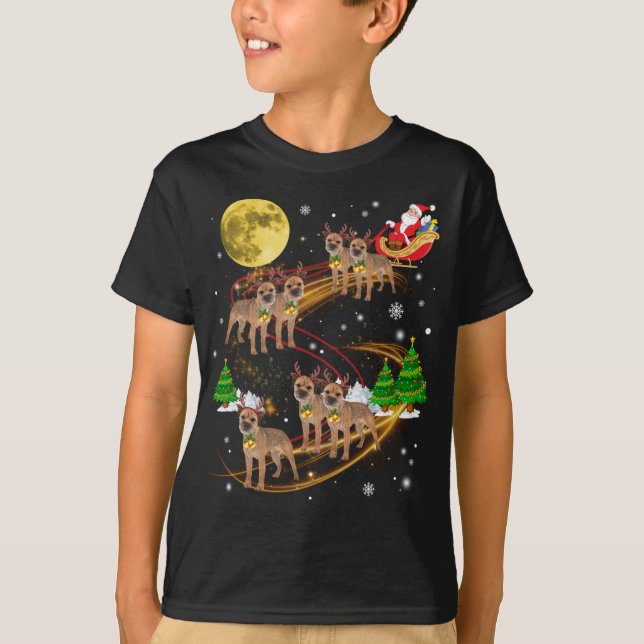 Camiseta Navidades de renos de la frontera pasean por Santa (Anverso)