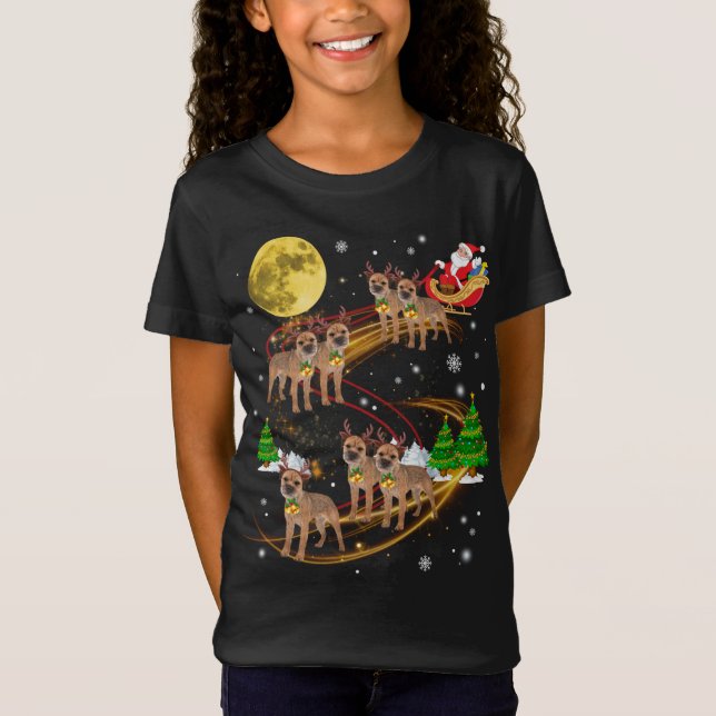 Camiseta Navidades de renos de la frontera pasean por Santa (Anverso)