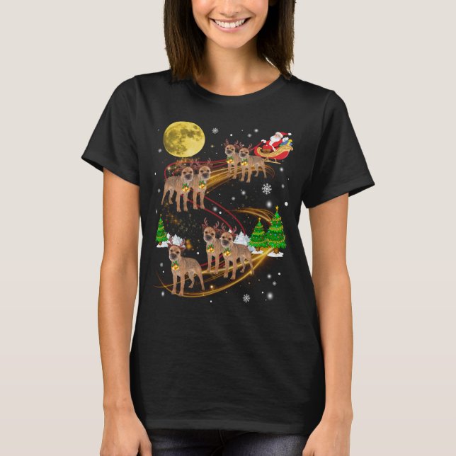 Camiseta Navidades de renos de la frontera pasean por Santa (Anverso)