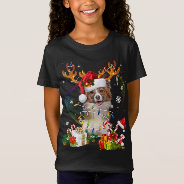 Camiseta Navidades de renos de Papillon iluminan divertidas (Anverso)