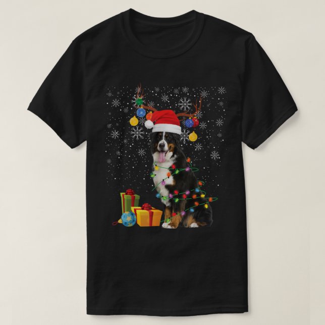 Camiseta Navidades de renos de Perro de montaña de Santa Ha (Diseño del anverso)