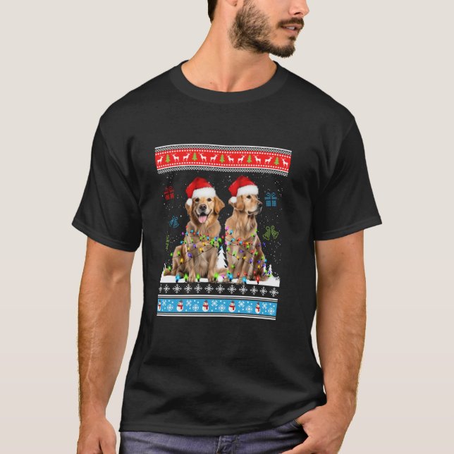 Camiseta Navidades de renos de perros, cazadores de oro feo (Anverso)