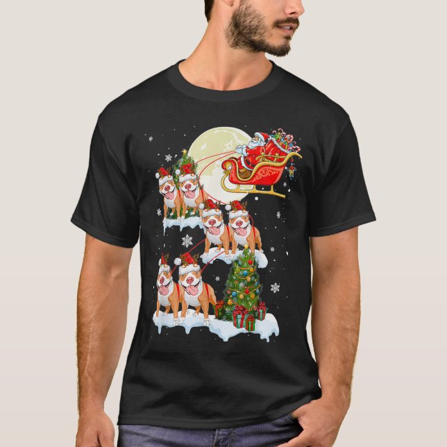 Camiseta Navidades de renos de Pitbull en Santa Riding Perr (Anverso)