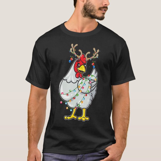 Camiseta Navidades de renos de pollo iluminan Pajama (Anverso)