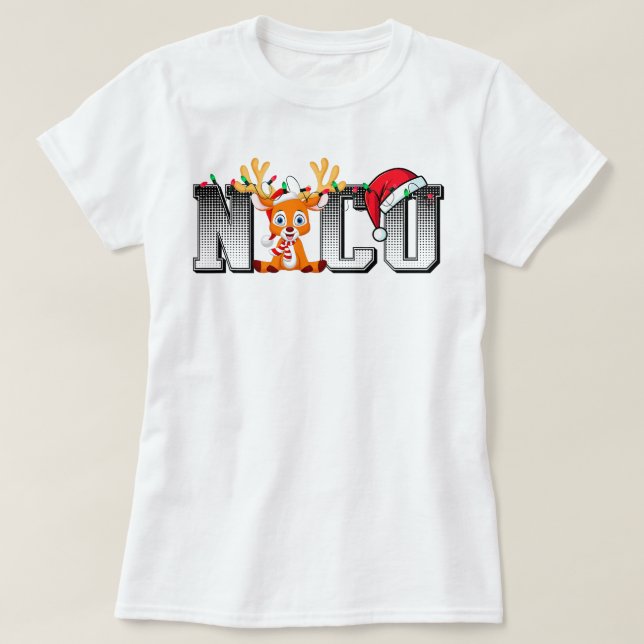 Camiseta Navidades de renos de Santa Hat encienden a enferm (Diseño del anverso)