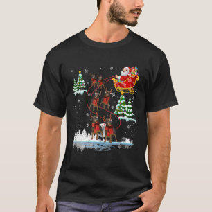 Camiseta Navidades de renos de Santa Riding Rottweiler Paja