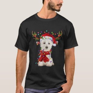 Camiseta Navidades de renos de Santa Westie iluminan camise