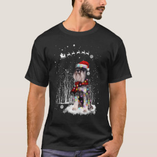 Camiseta Navidades de renos de Schnauzer iluminan escarcha 