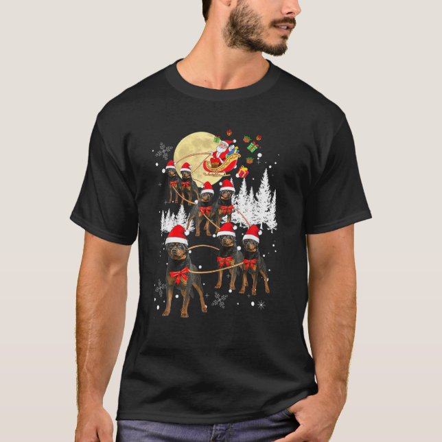 Camiseta Navidades de renos divertidos de Rottweiler Moon S (Anverso)