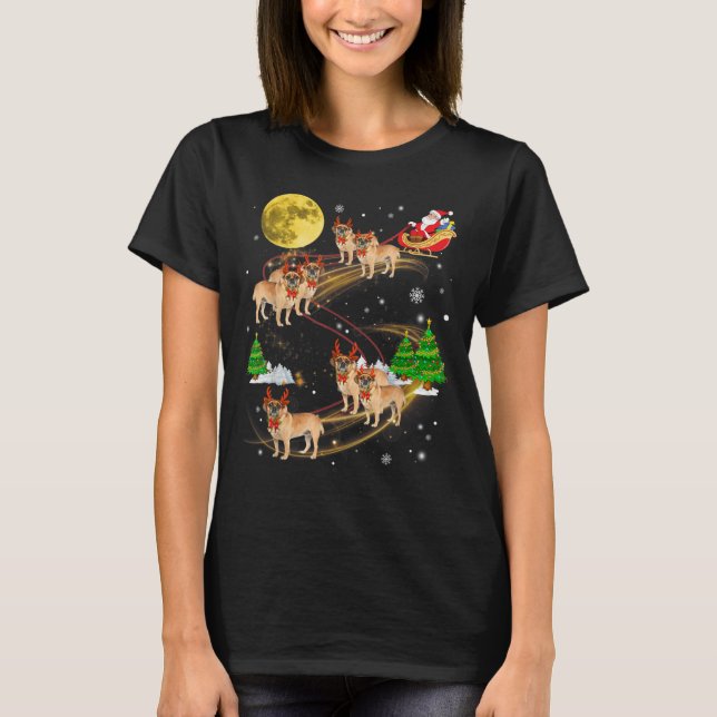 Camiseta Navidades de renos malabarillan a perros montando  (Anverso)