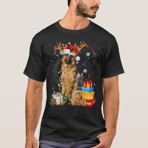 Camiseta Navidades de renos pastores alemanes alumbran curi