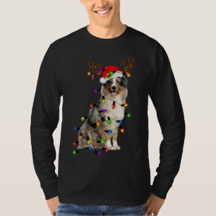 Camiseta Navidades de renos pastores australianos iluminan 