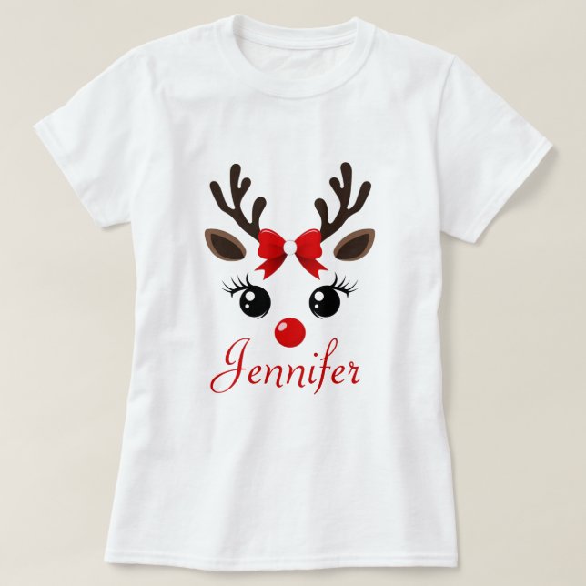 Camiseta Navidades de renos personalizados | Festividad (Diseño del anverso)