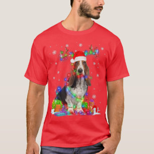 Camiseta Navidades de renos residentes en Basset Hound ilum