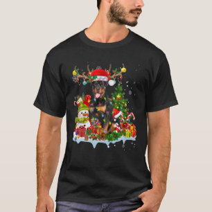 Camiseta Navidades de renos Rottweiler Santa Hat alumbran P