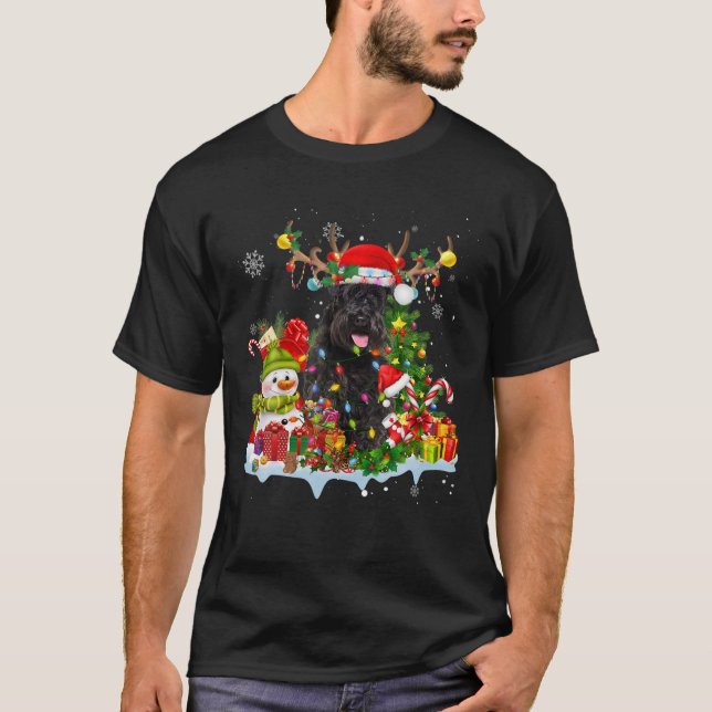 Camiseta Navidades de renos Schnauzer Santa Hat iluminan Pa (Anverso)