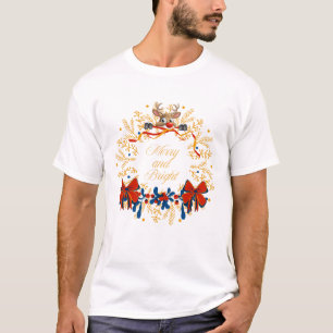 Camiseta Navidades de renos traviesos buscando oro azul osc