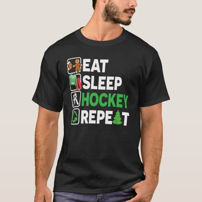 Camiseta Navidades de repetición de hockey sobre sueño con  (Anverso)