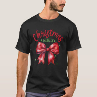 Camiseta Navidades de Retro Coquette Bow Girly Merry Christ