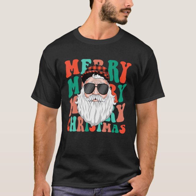 Camiseta Navidades de Retro Groovy Merry Stay Bright Hippie (Anverso)
