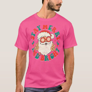 Camiseta Navidades de Retro Groovy Merry Stay Bright Hippie