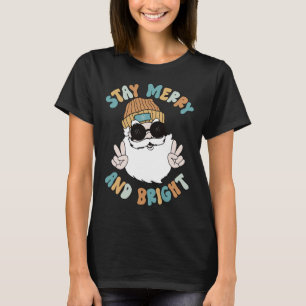 Camiseta Navidades de Retro Groovy Merry Stay Bright Santa 
