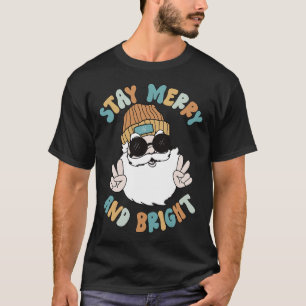 Camiseta Navidades de Retro Groovy Merry Stay Bright Santa 