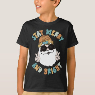 Camiseta Navidades de Retro Groovy Merry Stay Bright Santa
