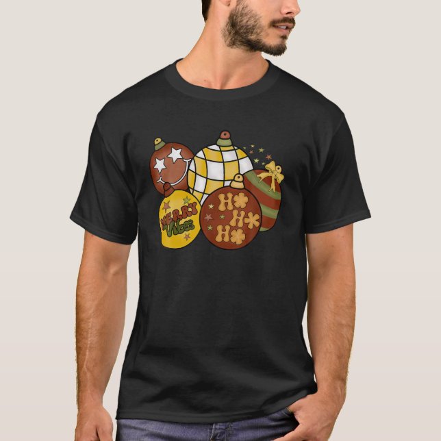 Camiseta Navidades de Retro Groovy Merry Vibes Cute Santa C (Anverso)