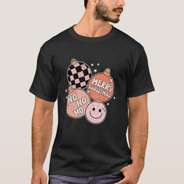 Camiseta Navidades de Retro Groovy Merry Vibes Cute Santa C (Anverso)