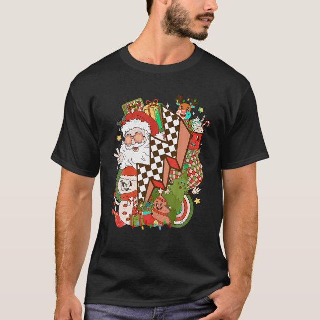 Camiseta Navidades de Retro Groovy Sonríe Face Santa Clau (Anverso)