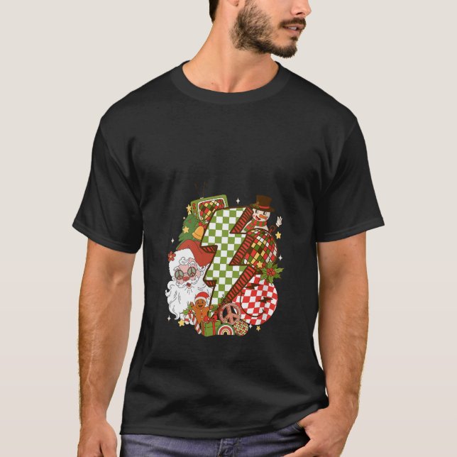 Camiseta Navidades de Retro Groovy Sonríe Face Santa Clau (Anverso)