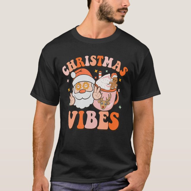 Camiseta Navidades de Retro Groovy Vibes Cute Santa Claus X (Anverso)