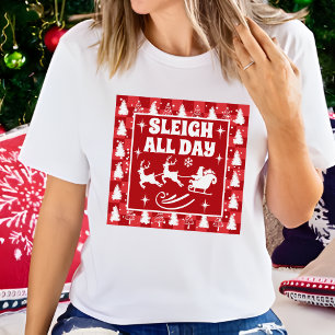 Camiseta Navidades de Retro Santa Sleigh All Day