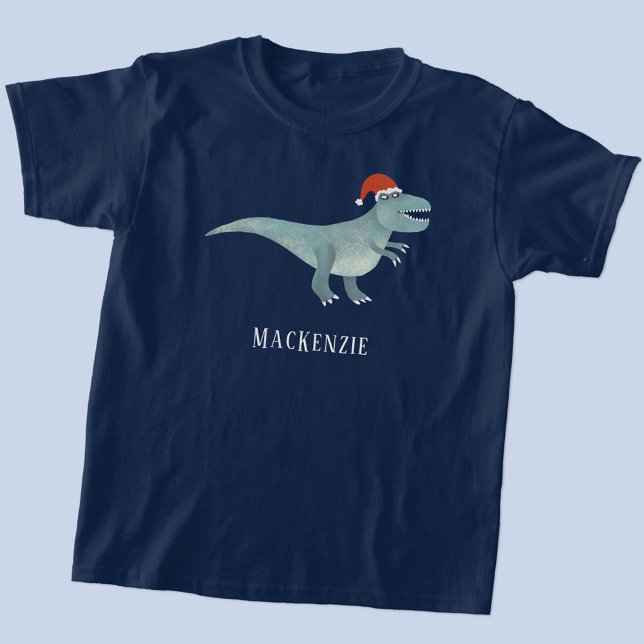 Camiseta Navidades de Rex de Tyrannosaurus Santa Hat Person (Fun personalized name text Tyrannosaurus Rex in a Christmas Santa hat t-shirt)