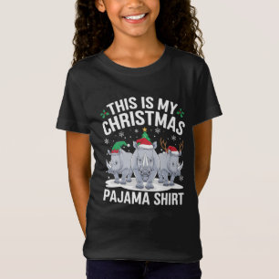 Camiseta Navidades de rinocerontes de Santa Hat Pajama
