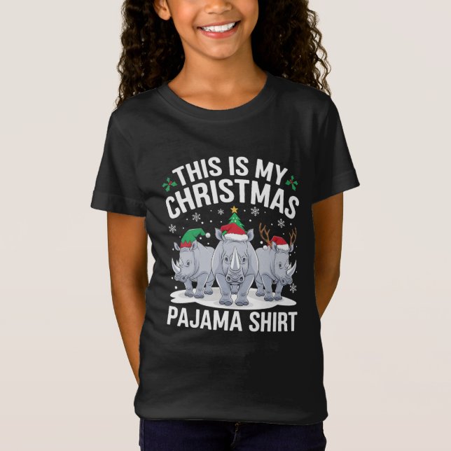 Camiseta Navidades de rinocerontes de Santa Hat Pajama (Anverso)