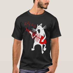 Camiseta Navidades de rock musical de guitarra para gatos