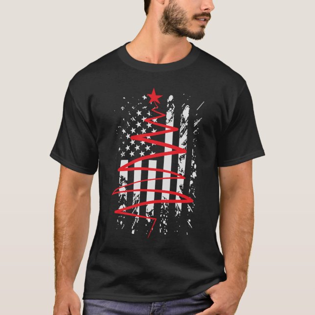 Camiseta Navidades de ropa de bomberos delgados de la línea (Anverso)