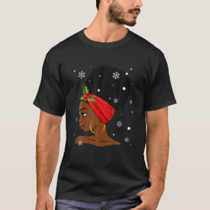 Camiseta Navidades de ropa de Papá Noel afroamericano