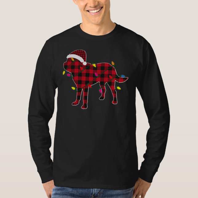 Camiseta Navidades de Rottweiler Santa Hat Red Plaid Buffal (Anverso)