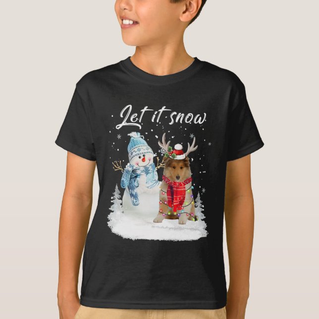Camiseta Navidades de Rough Collie Santa Dog Snowman Navida (Anverso)
