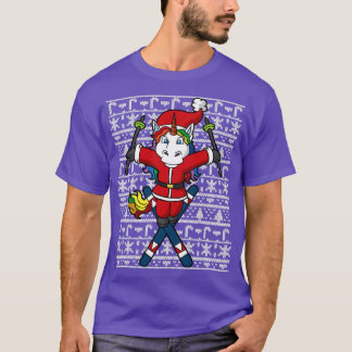 Camiseta Navidades de salto de esquí de Unicorn Santa Claus