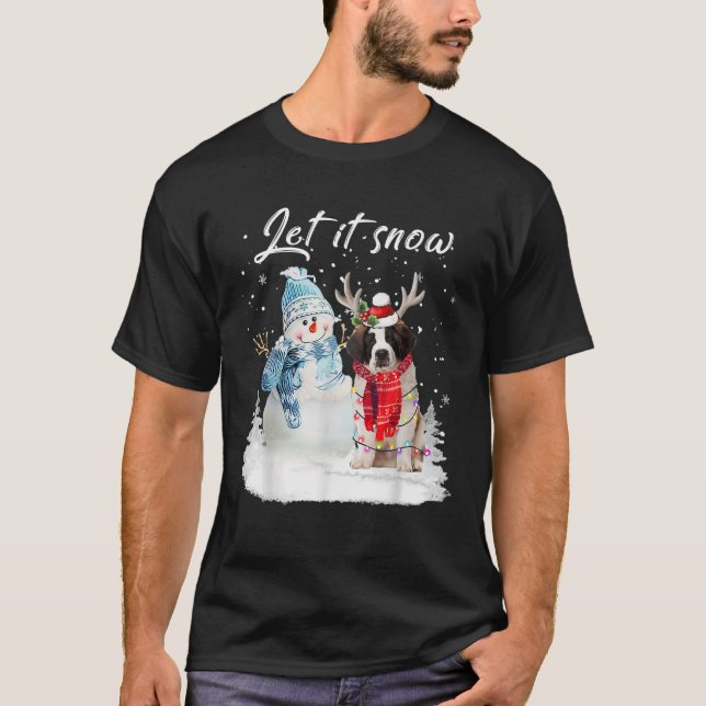 Camiseta Navidades de San Bernard Santa Dog Snowman Xmas Pa (Anverso)