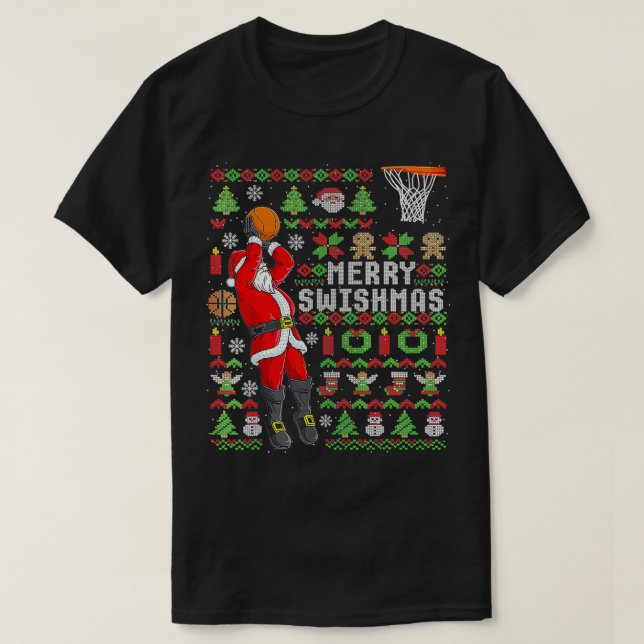Camiseta Navidades de Santa Básquetbol jugador Slam Dunk Ug (Diseño del anverso)