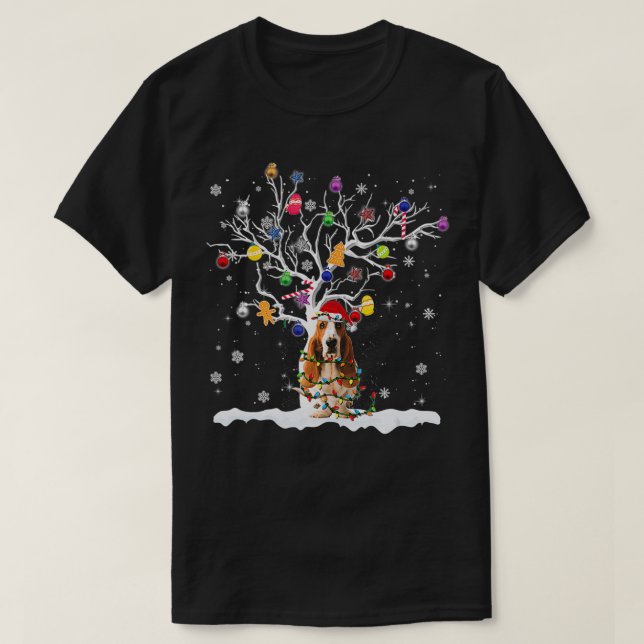 Camiseta Navidades de Santa Basset Hound divertidos Navidad (Diseño del anverso)