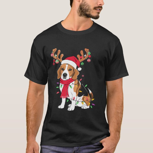 Camiseta Navidades de Santa Beagle alumbran Xmas Perro Love (Anverso)