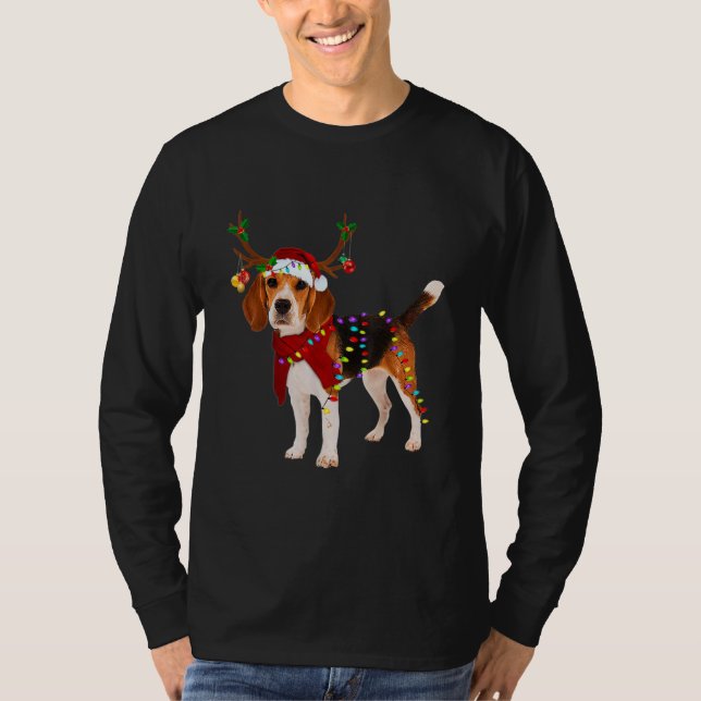 Camiseta Navidades de Santa Beagle con luz de reno Beagle D (Anverso)