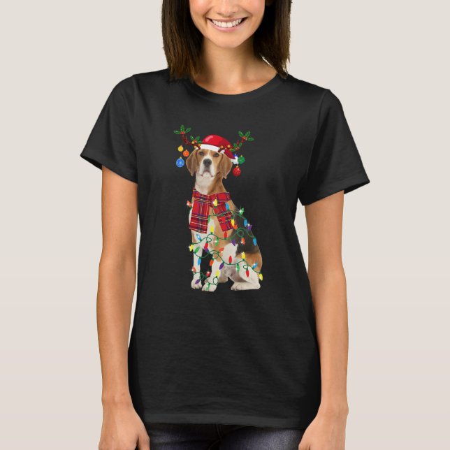 Camiseta Navidades de Santa Beagle Reindeer Light (Anverso)