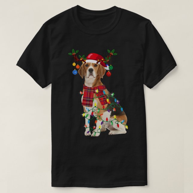 Camiseta Navidades de Santa Beagle Reindeer Light  (Diseño del anverso)
